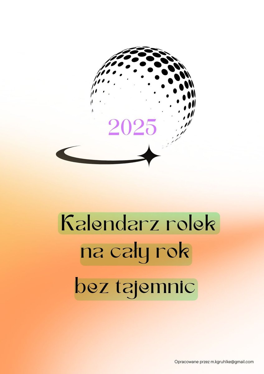 2025 Kalendarz rolek na cały rok bez tajemnic okładka
