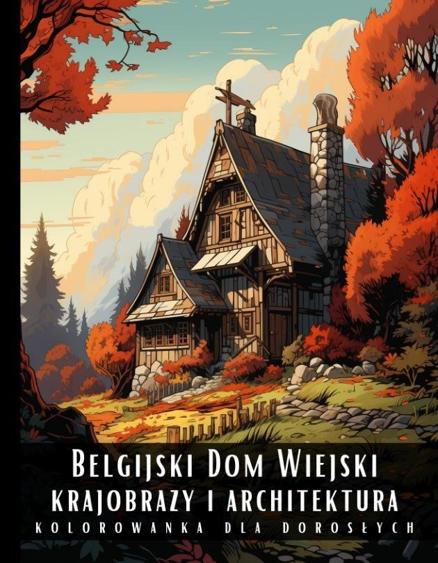 Belgijski dom wiejski. Krajobrazy i architektura. Kolorowanka dla dorosłych okładka