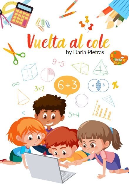 Hiszpański dla dzieci - Powrót do szkoły - zeszyt ćwiczeń ze słownikiem obrazkowym - kolorowanka okładka