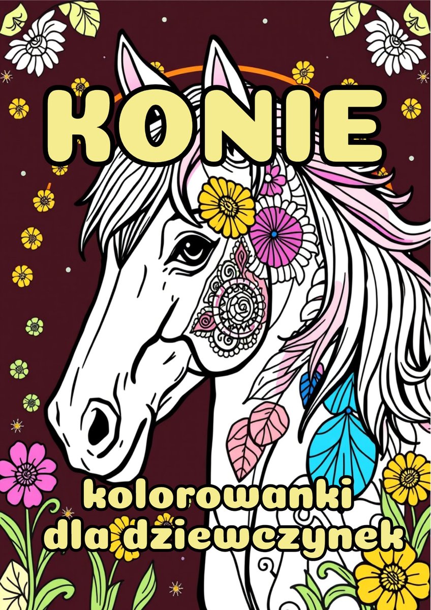Konie i mandale: piękne kolorowanki dla dziewczynek 6-12 lat okładka