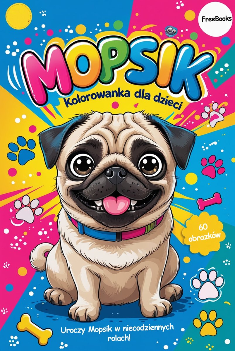 Mopsik. Kolorowanka dla dzieci. 60 kreatywnych obrazków okładka