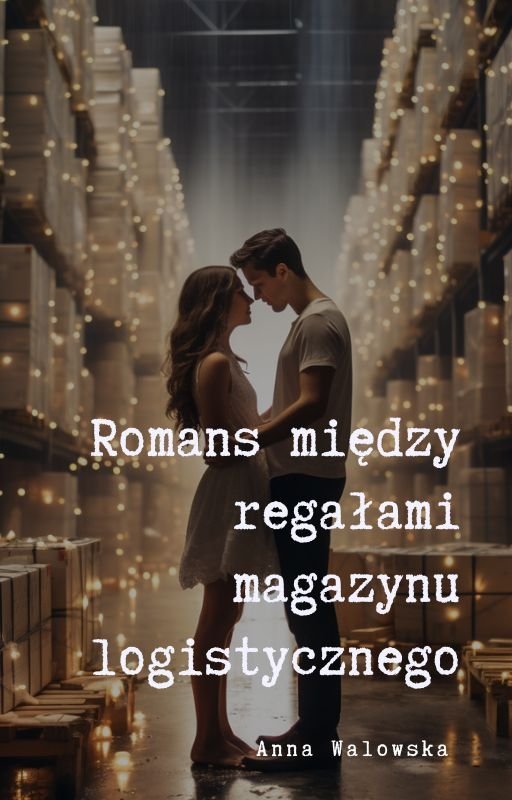 Romans między regałami magazynu logistycznego okładka