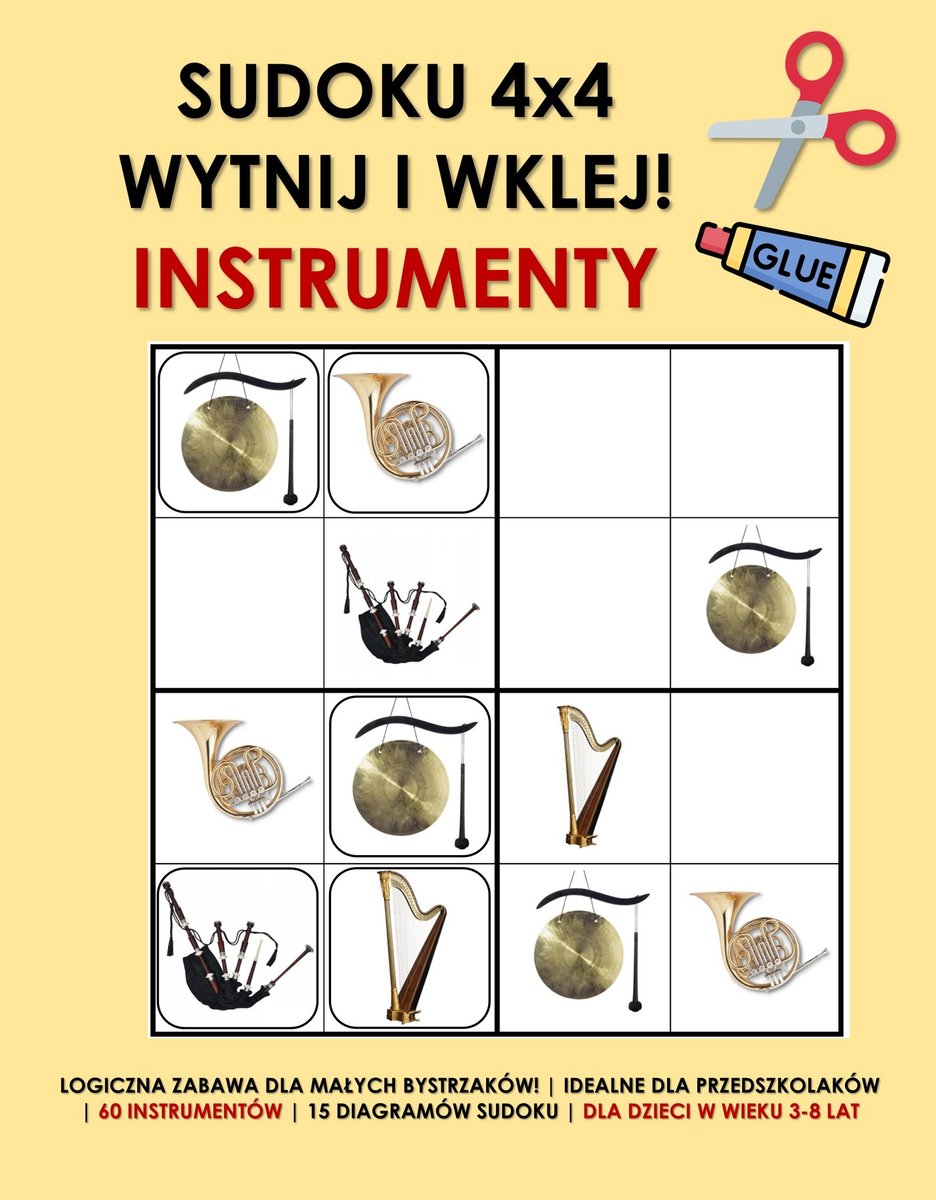 Sudoku 4x4: Wytnij i Wklej. Instrumenty okładka