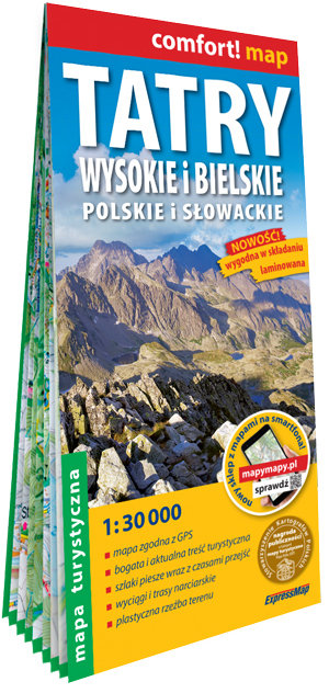 Tatry Wysokie i Bielskie polskie i słowackie. Mapa turystyczna 1:30 000 okładka