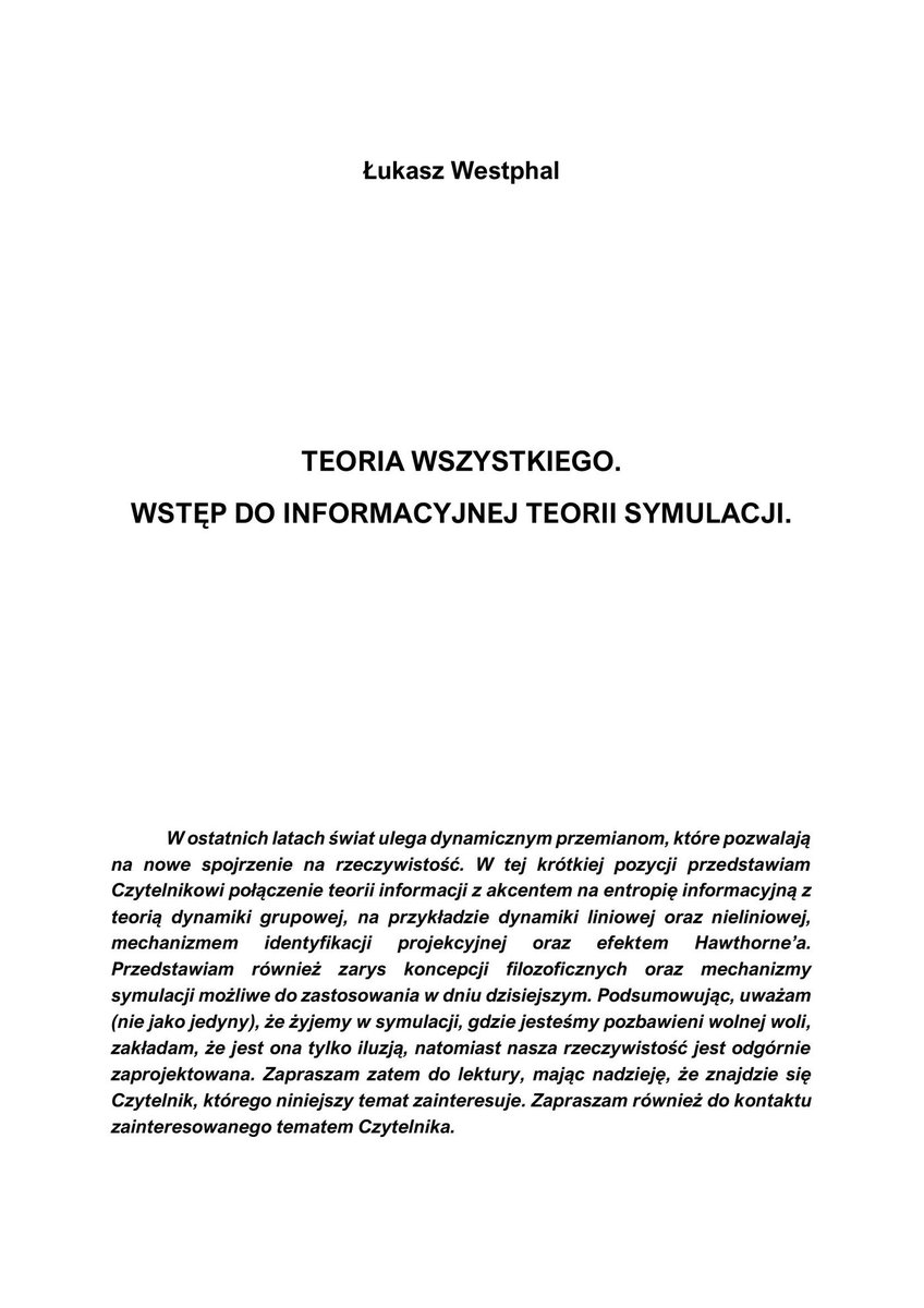 Teoria wszystkiego. Wstęp do informacyjnej teorii symulacji okładka