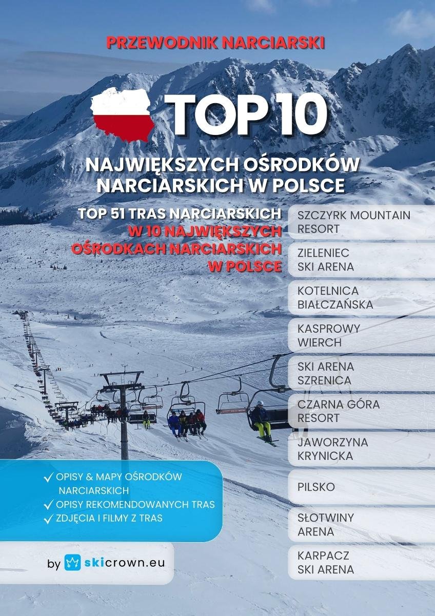 Top 10 największych ośrodków narciarskich w Polsce. Przewodnik narciarski okładka