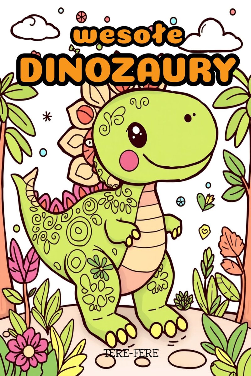 Wesołe dinozaury. Kolorowanki do druku okładka