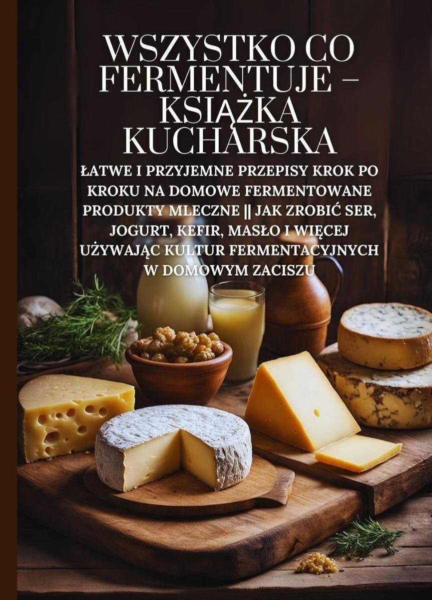 Wszystko co fermentuje - książka kucharska: Łatwe i przyjemne przepisy krok po kroku na domowe fermentowane produkty mleczne || Jak zrobić ser, jogurt, kefir, masło i więcej używając kultur fermentacyjnych w domowym zaciszu okładka