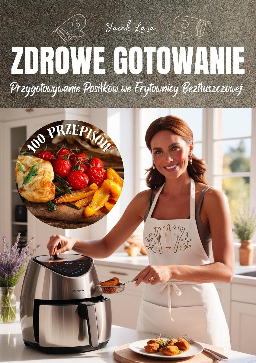 Zdrowe gotowanie, przewodnik po przygotowywaniu posiłków we frytownicy beztłuszczowej okładka