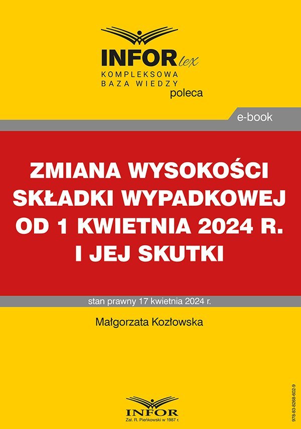 Zmiana wysokości składki wypadkowej od 1 kwietnia 2024 r. i jej skutki okładka